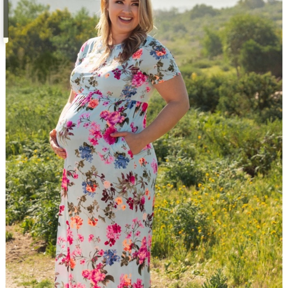 Pink blush maternity maxi